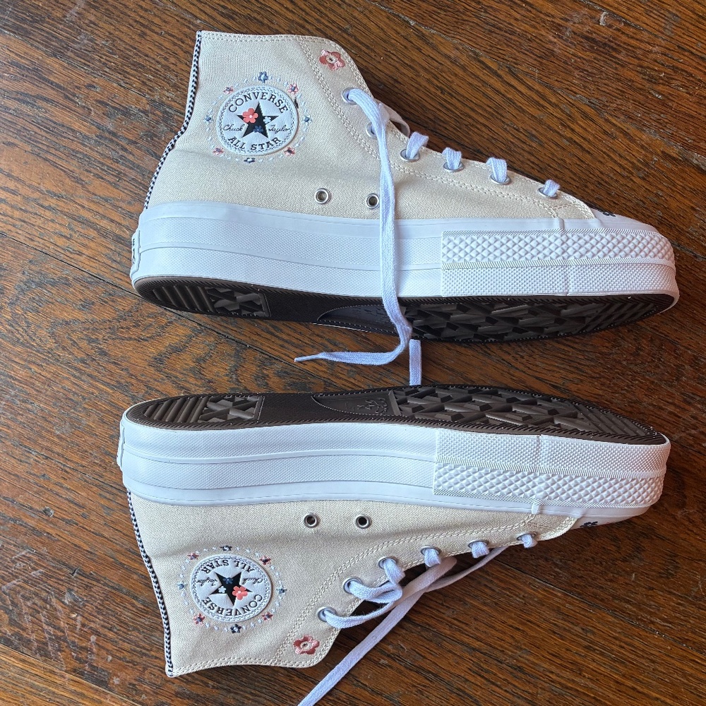 Converse Women's Platform High Top Sneakers - Floral Cream